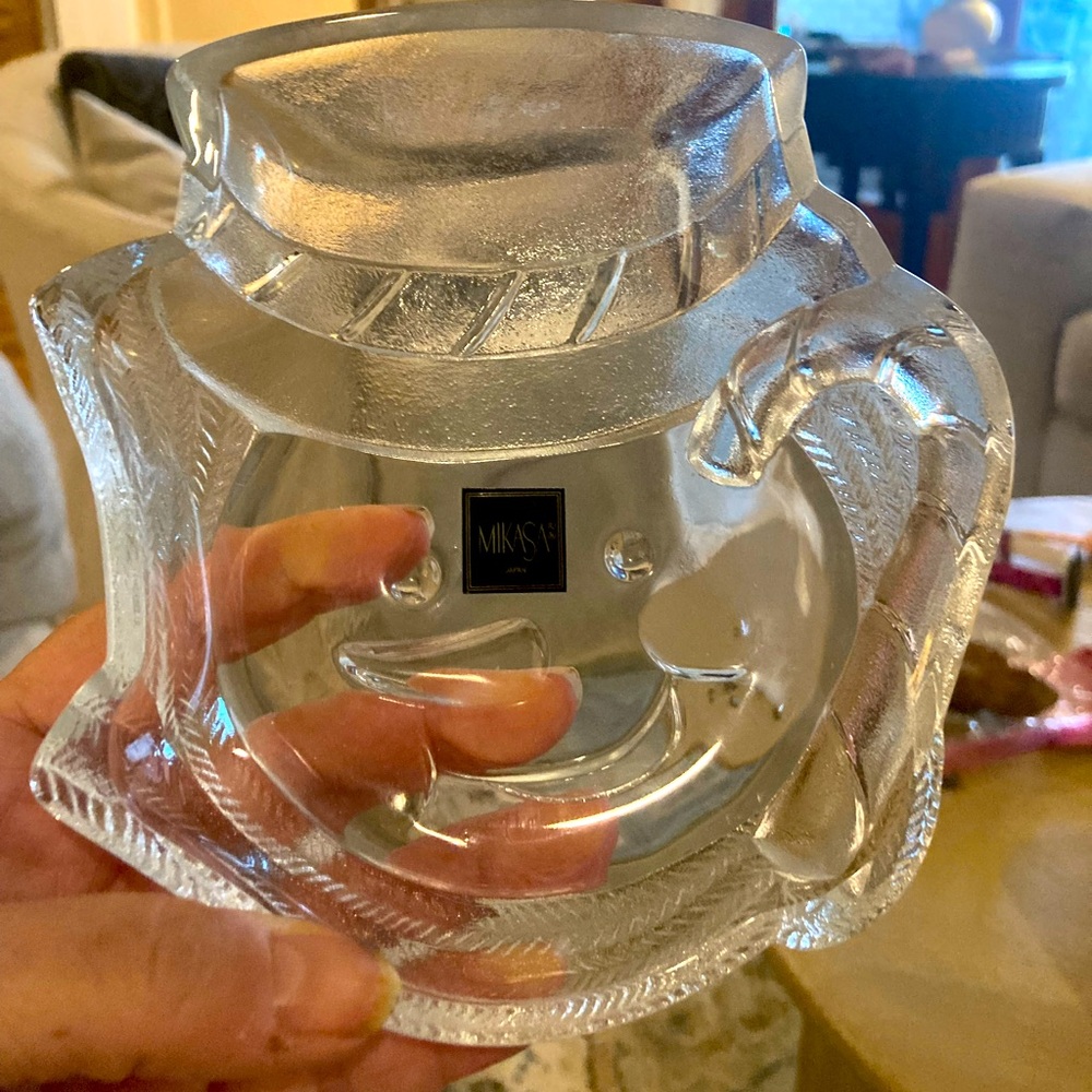 Mikasa Crystal Snowman Candy Dish